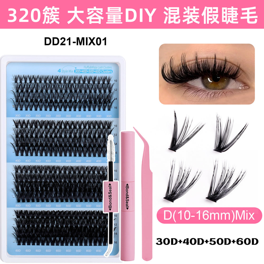 Premium segmented lash kit - 280 clusters, diy self-application, 30d/40d european & american style, voluminous fan lashes with adhesive