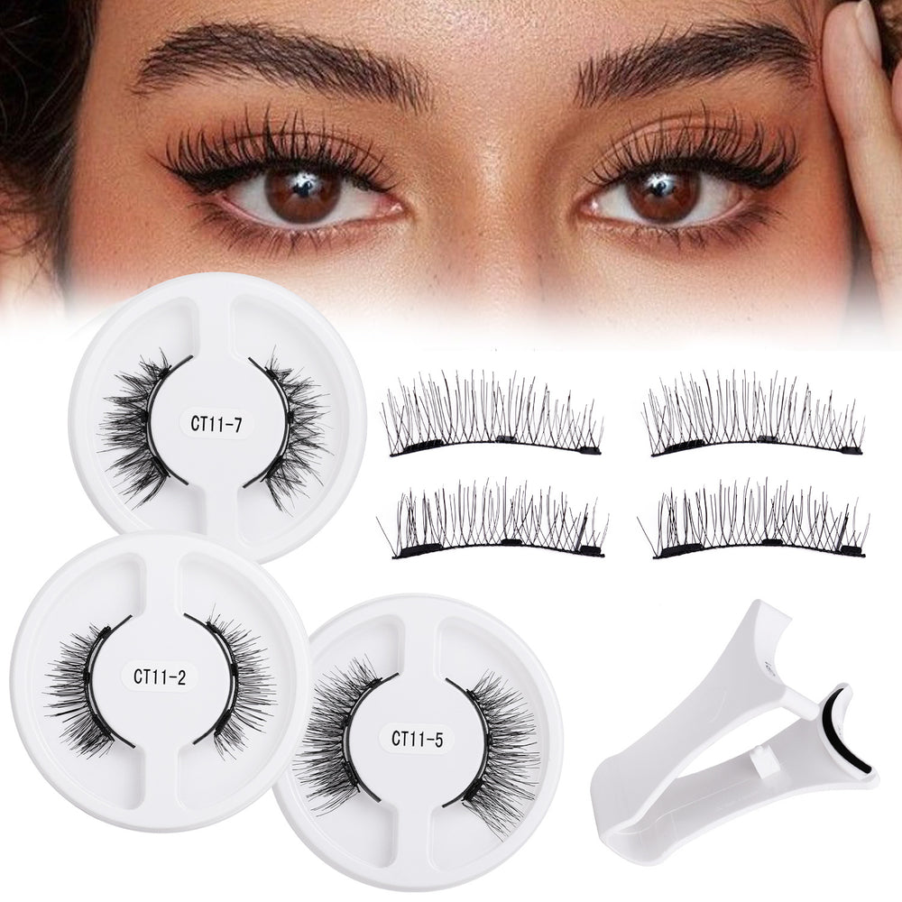 popular magnetic false eyelashes, glue-free, one-piece magnetic suction set, fox eyelashes, flatness magnetic
