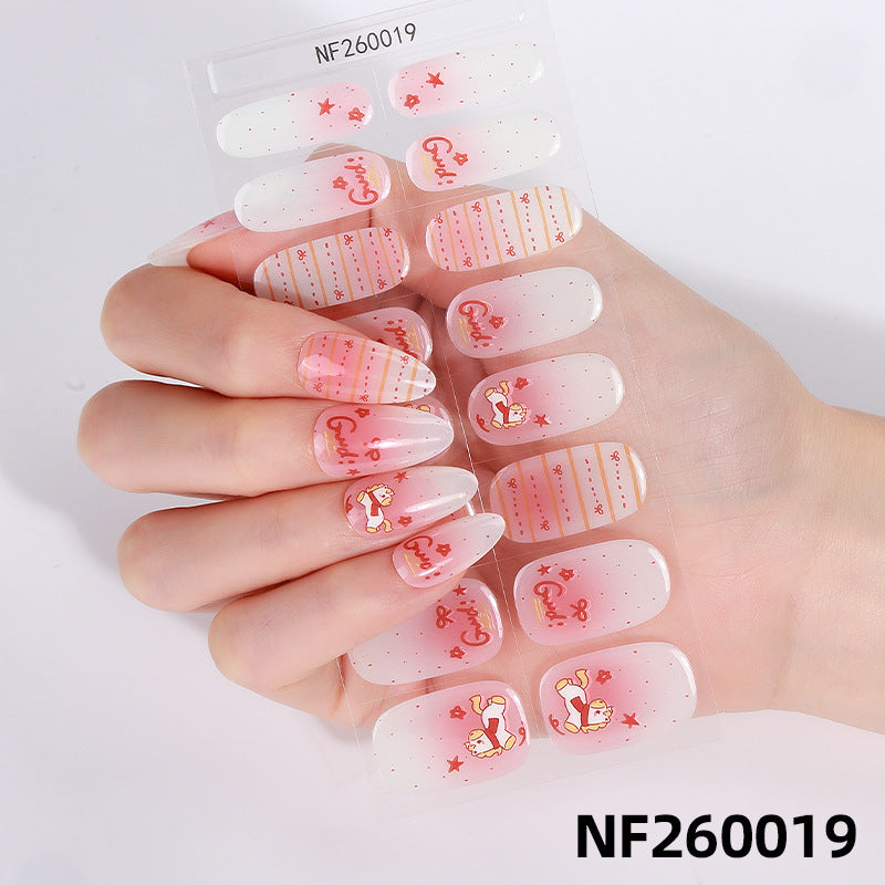 Zhengxiang fashion gel manicure stickers waterproof semi-cured gel nail stickers smudged ice uv gel nail