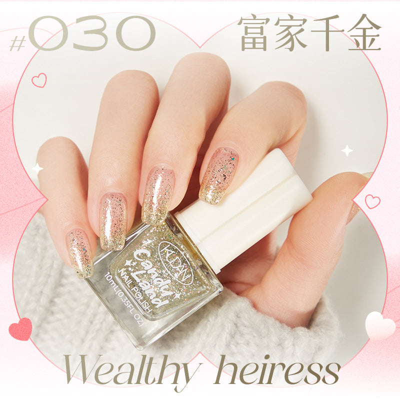 New water-based peel-off nail polish: long-lasting, quick-drying, no-bake, solid color, glitter, nude, and protective base coat - candyland collection