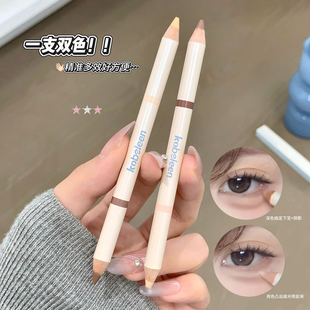Kobeleen vivid colorful double-ended silkworm pen brightens the bottom to shadow contouring waterproof multi-purpose pen