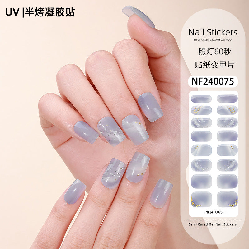 Zhengxiang custom gel nail art stickers - cat eye, glitter, 3d foil, french, uv light therapy, semi-cured nail stickers wholesale