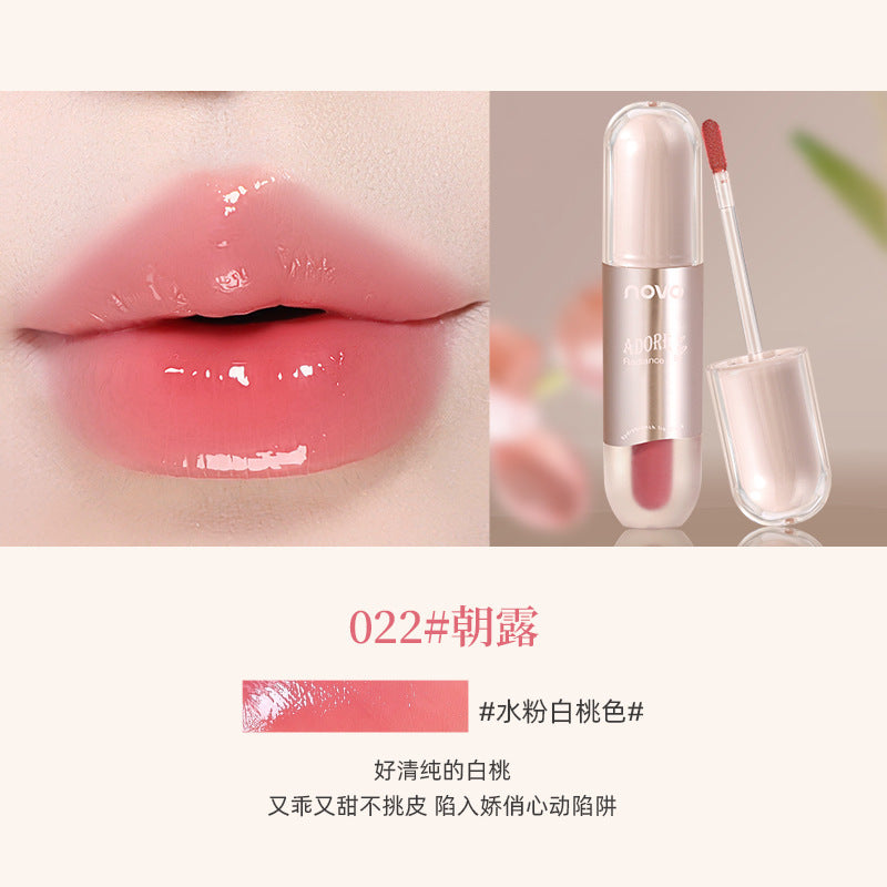 Novo qinrun translucent water gloss lip glaze, whitening pure desire style, waterproof, not easy to fade, non-stick cup