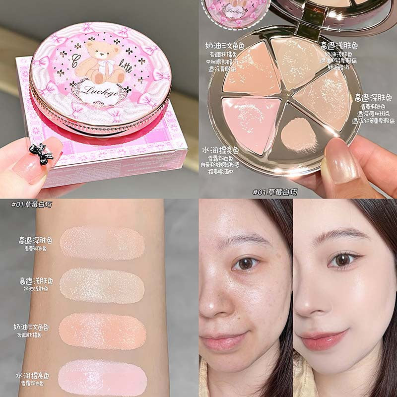 Luckgo pink sweetheart concealer palette - covers tattoos, facial spots, acne scars, dark circles, and tear troughs