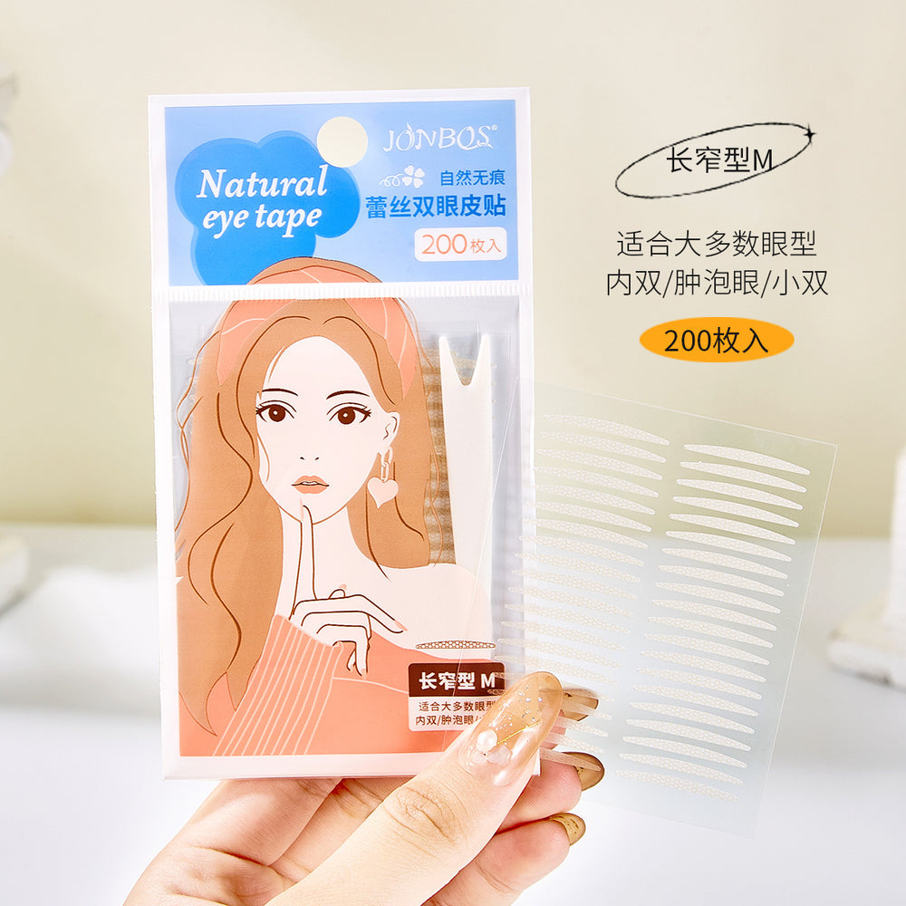 Jonbos single-sided lace eyelid tape - invisible, natural, seamless, realistic double eyelid stickers for puffy eyes