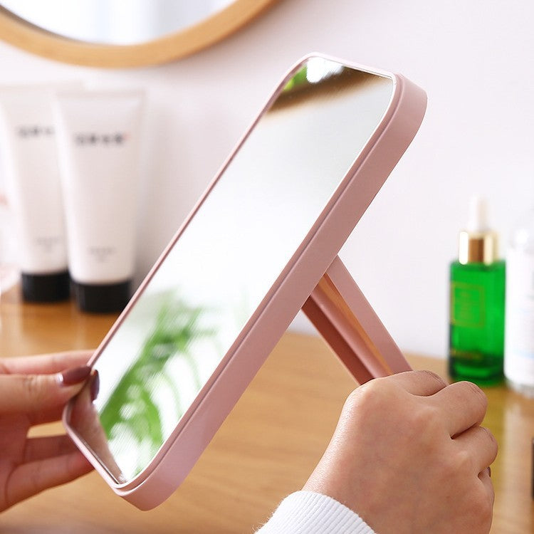 Portable minimalist makeup mirror - foldable plastic, perfect for dorms, home, desktop, students, bedroom, and tabletop use