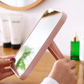 Portable minimalist makeup mirror - foldable plastic, perfect for dorms, home, desktop, students, bedroom, and tabletop use