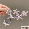Ballet style ribbon bow gripper 2024 new women's hair clip classy back of head hair shark clip headwear