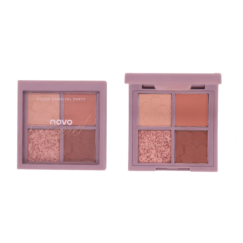 Novo sakura story eyeshadow palette - 4 colors, perfect for beginners, everyday light makeup, shimmer & matte, earth tones