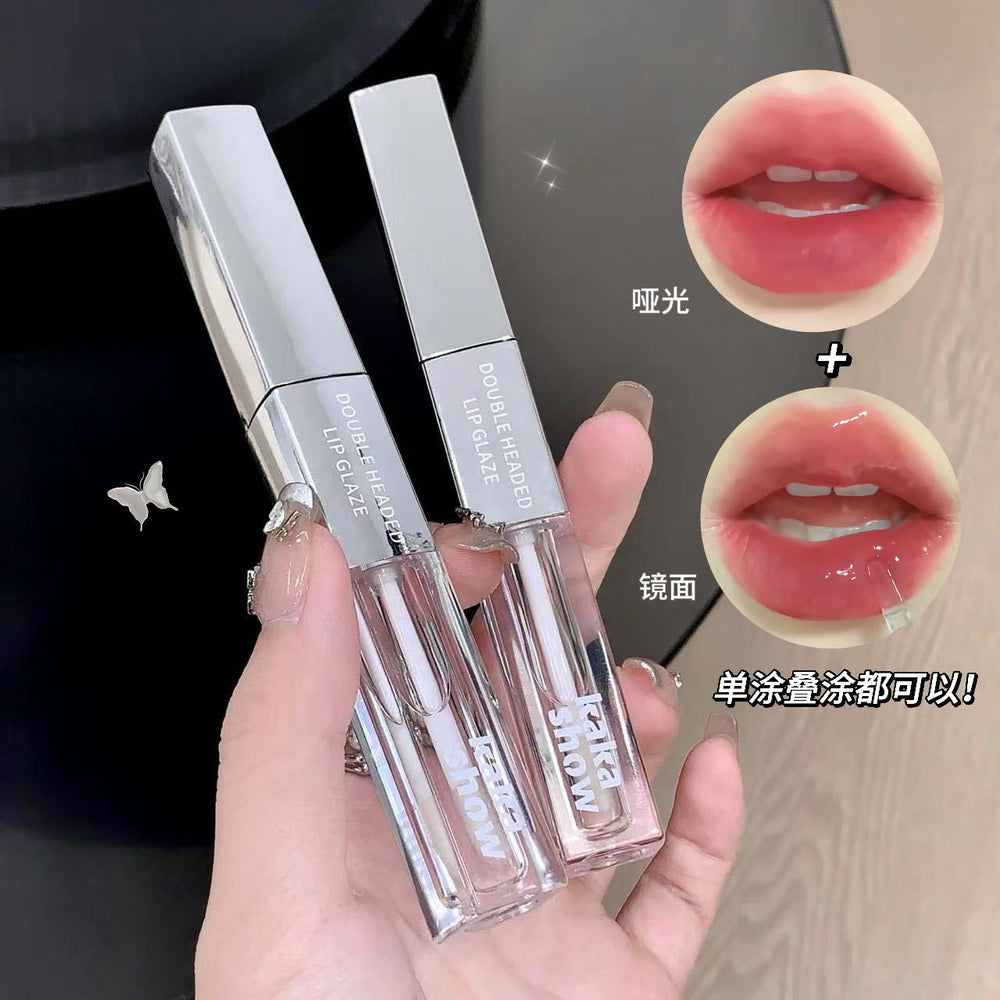 Kakashow double-effect double-ended lip glaze raincoat combination for women matte matte water-glossy mirror non-stick cup not easy to fade