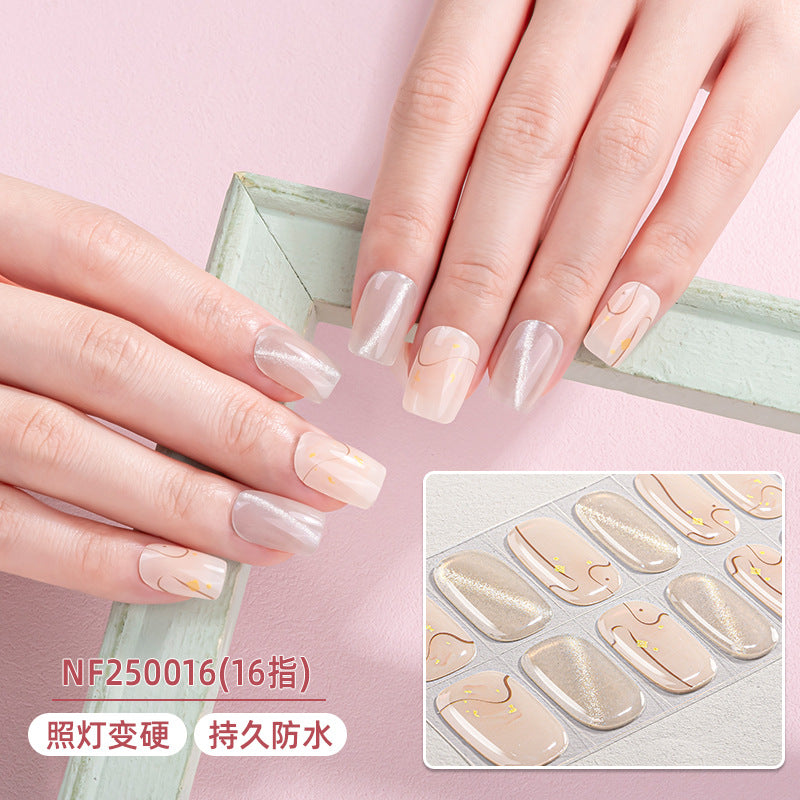 Zhengxiang custom gel nail stickers - european & american leopard print, chasing light cat eye, sparkling uv light, semi-cured nail art stickers, waterproof