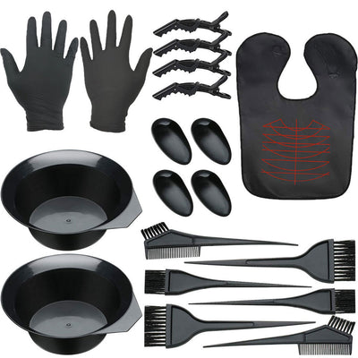 best-selling 19-piece hair dyeing tool suit baking oil bowl hair dyeing brush earmuffs gloves shawl crocodile clip hair dyeing comb