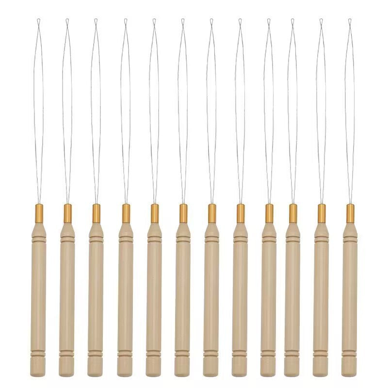 Special wooden handle crochet hook for hair extensions with tongue wig hair extension hook feather hair extension crochet hook tool manufacturer