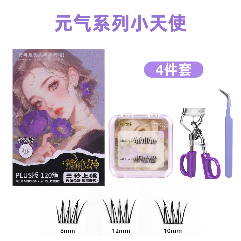Customized* qingdao pingdu glue-free false eyelashes nature self-adhesive mixed large-capacity fox false eyelashes single cluster wholesale