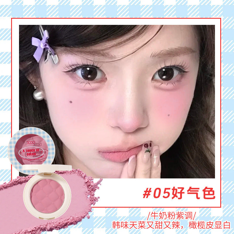 Makeup xixi plaid cloud atmosphere blush shrink and expand color vitality girl pure desire nude pink rouge