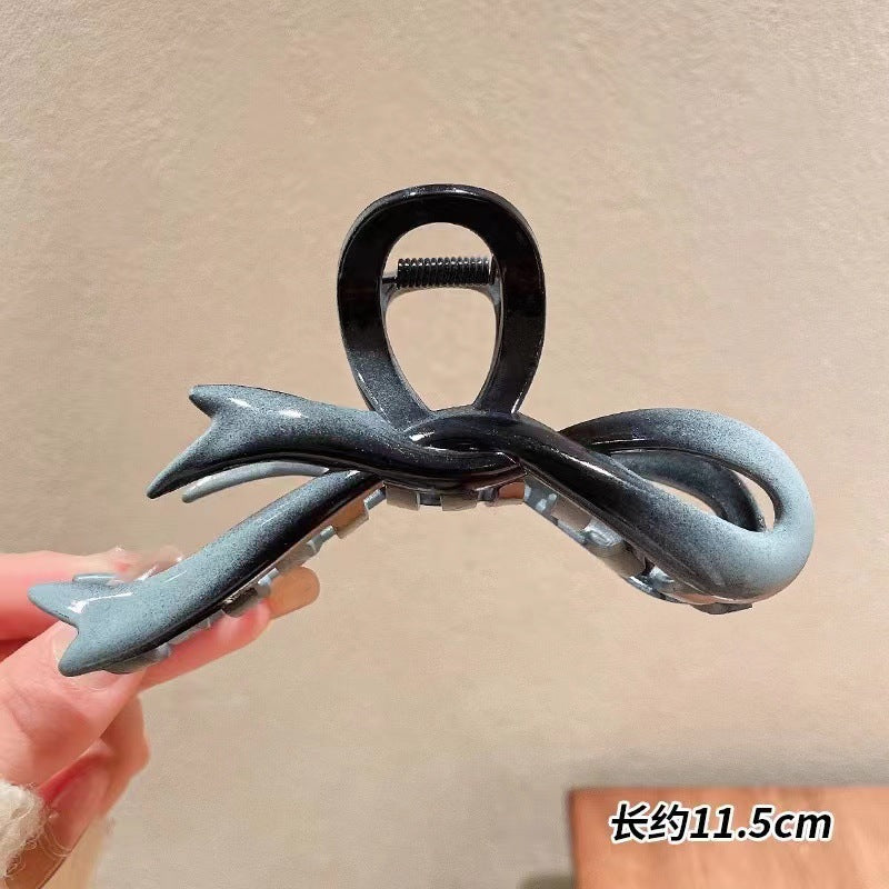 High-end gradient ribbon bow clip large headgear hair back head shark clip acrylic hair accessories for women