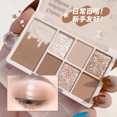 Makeup xixi soft glow and radiant eyes seven-color eye shadow palette waterproof pearlescent fine shimmer daily light makeup earthy eye shadow