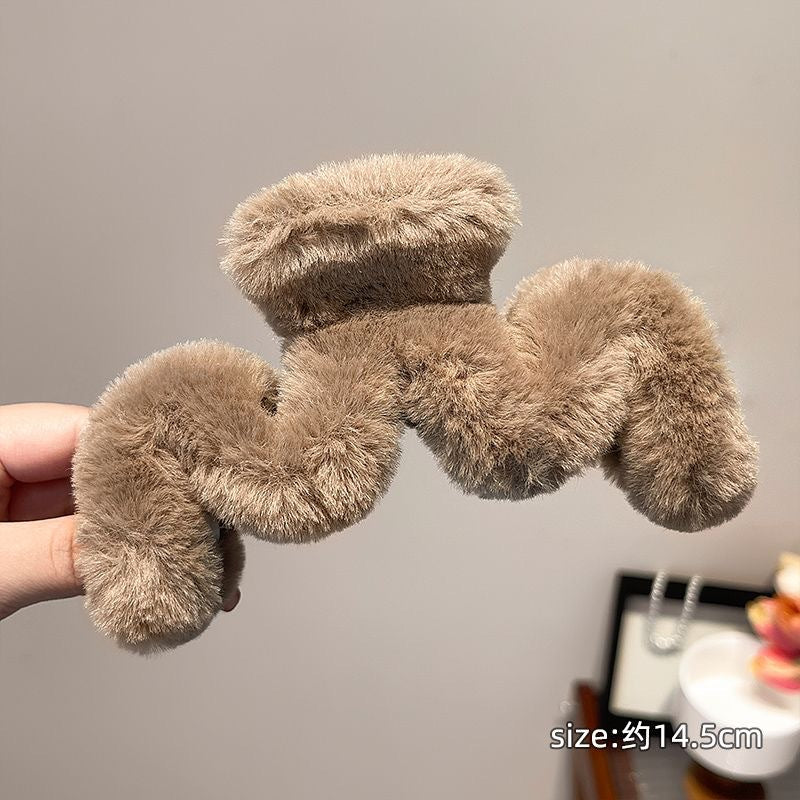 Stuffed gripper female fall and winter large hair clip classy sense ins shark clip hair volume multi-plate hair clip headwear hair accessories