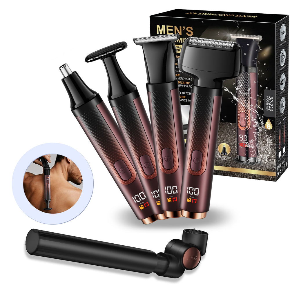 Retractable pole men's body hair electric trimmer waterproof rechargeable shaver led digital display back shaver
