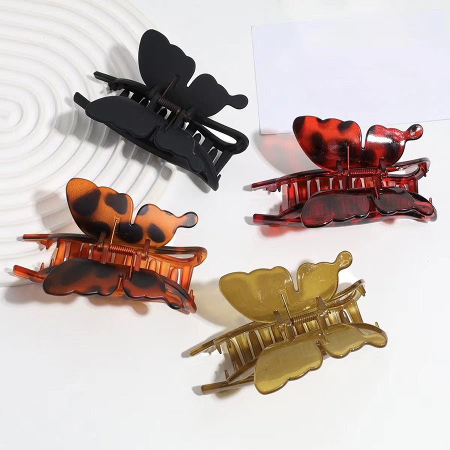 Minimalist korean style plastic hair clip - large butterfly claw clip for women's back of head - versatile shark clip - new 2024 collection