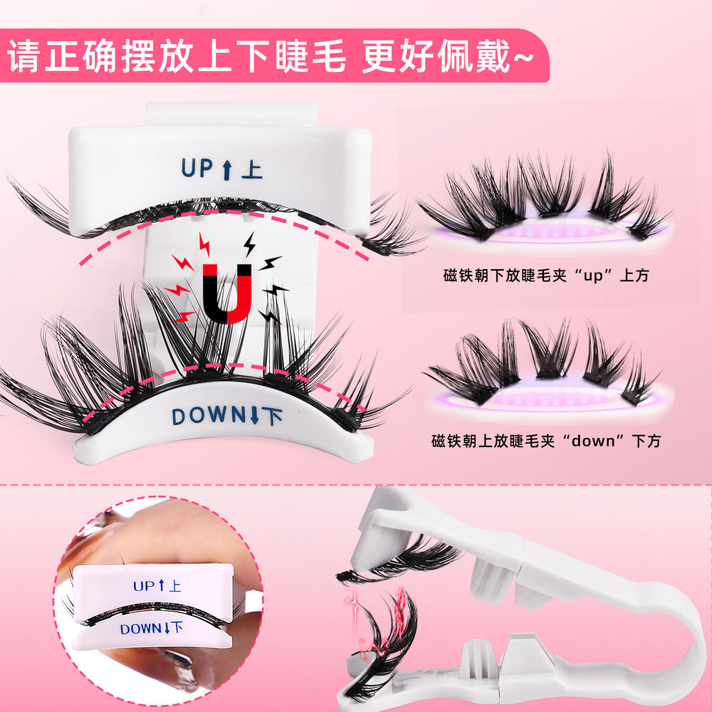 Best selling magnetic false eyelashes glue-free thick european and american eyelashes suit strong magnetic eyelashes cross-border supply