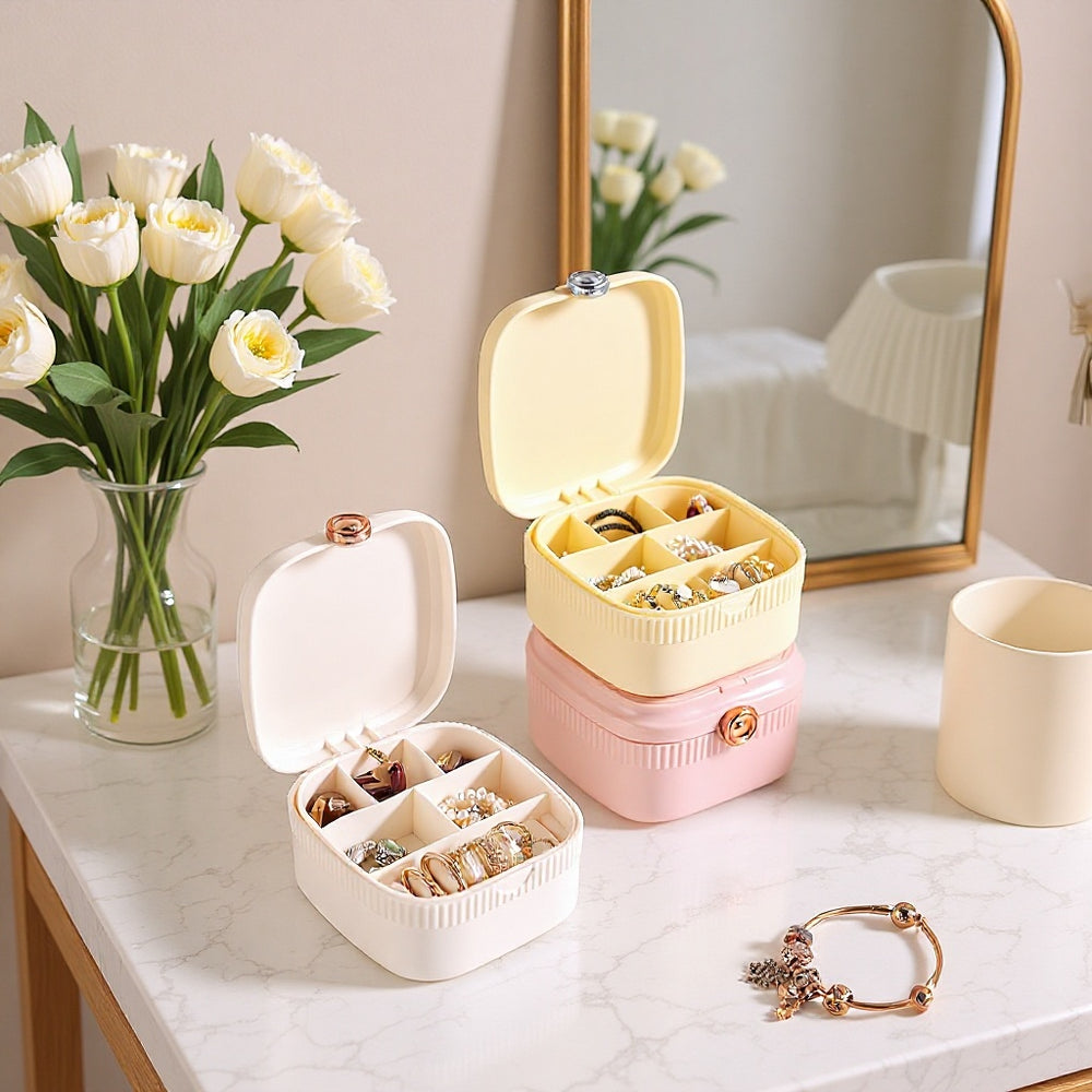 Dopamine jewelry storage makeup mirror plastic home multifunctional dustproof jewelry box desktop mirror