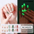 Zhengxiang christmas gel nail art stickers waterproof cartoon fluorescent cross-border fashionuv semi-cured nail stickers luminous