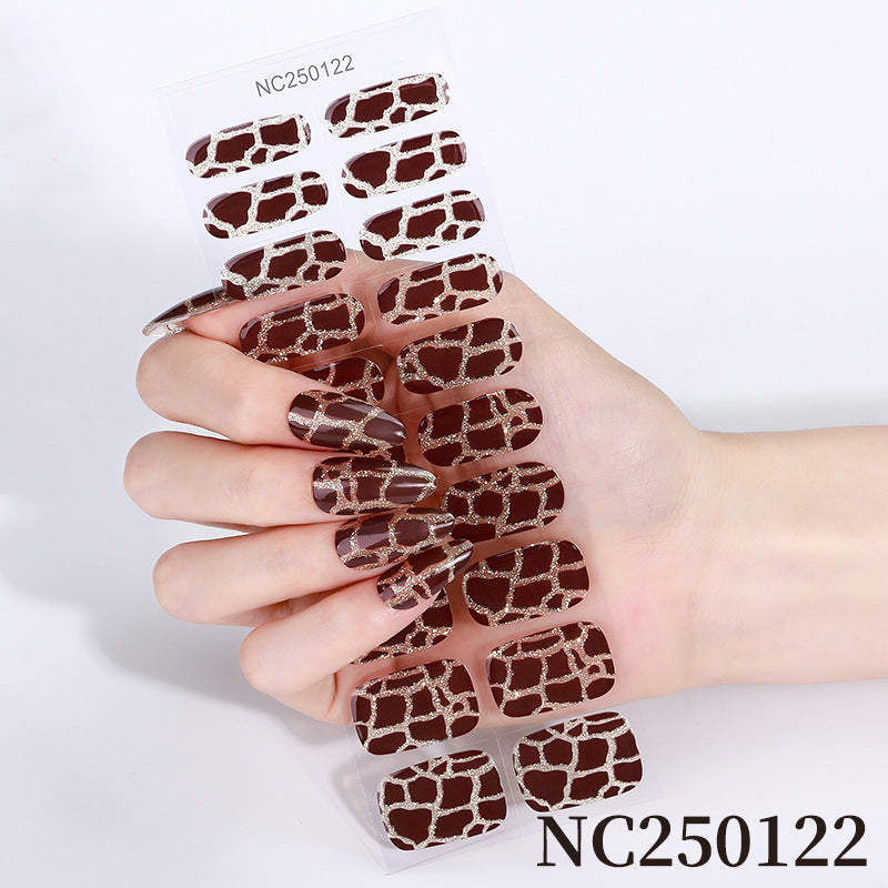 Zhengxiang factory customized gel nail art stickers waterproof fashion flash uv semi-baked semi-cured nail stickers gel nail