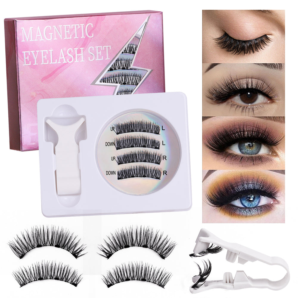 Best selling magnetic false eyelashes glue-free thick european and american eyelashes suit strong magnetic eyelashes cross-border supply