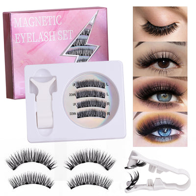 Best selling magnetic false eyelashes glue-free thick european and american eyelashes suit strong magnetic eyelashes cross-border supply