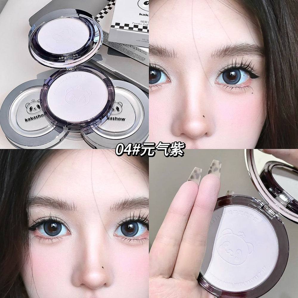 Kakashow velvet mist setting powder cake, long-lasting oil control, concealer, waterproof, anti-sweat, not easy to remove makeup, honey powder cake