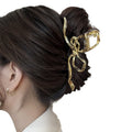 Simple bow hair clip for women's back of head 2024 new style hair volume large shark clip headwear