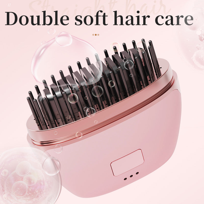 Wireless negative ion hair straightener - mini rechargeable hair straightening brush - portable travel size