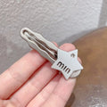 Classy silver gray letter hairpin popular five-pointed star duckbill edge clip fashion bangs clip small hairpin broken hairpin
