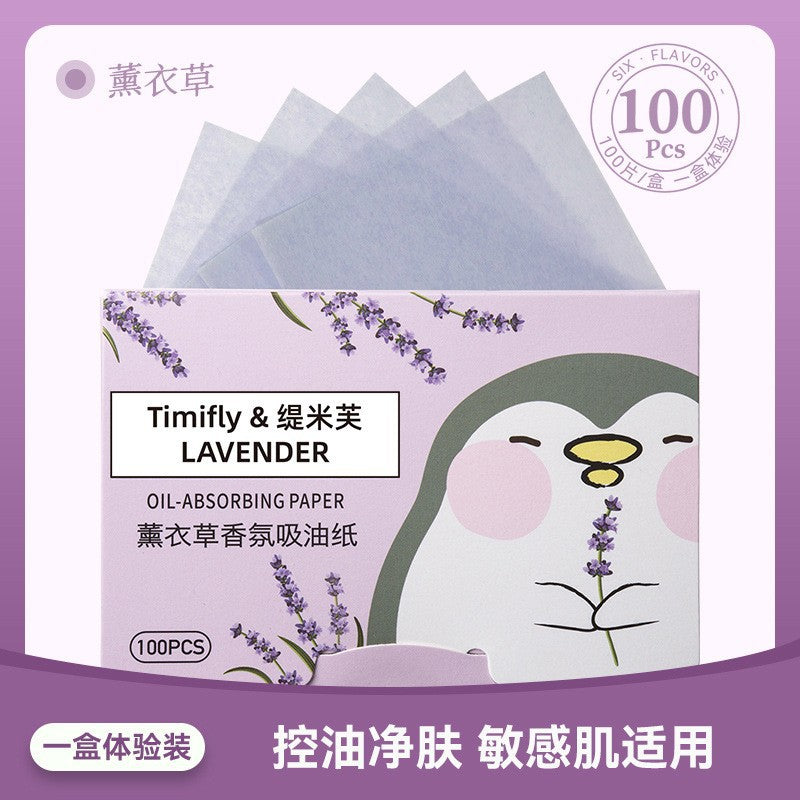 Facial oil-absorbing paper comes with powder puff, cosmetic mirror, facial oil-absorbing tissue, refreshing facial storage, portable 100 pieces
