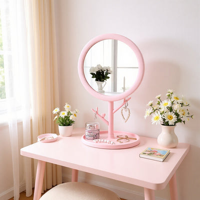 Branch hanging decoration makeup mirror shape with light plastic storage home princess touch-up dormitory for home glass mirror