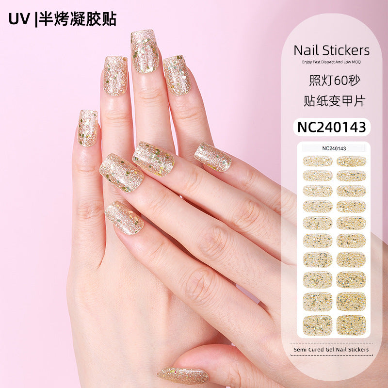 Zhengxiang custom gel nail art stickers - glitter, shimmer, uv light curing, semi-cured gel nail stickers - amazon