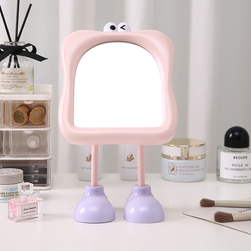 Cartoon big eyes dormitory makeup mirror adjustable desktop plastic storage for home table home glass mirror