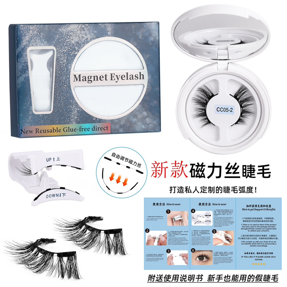 European and american magnetic false eyelashes - soft magnetic silk lashes, invisible band, reusable, wholesale for export