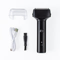 Portable reciprocating shaver with triple blades, full body washable electric razor, mini digital display for sideburns and beard trimming
