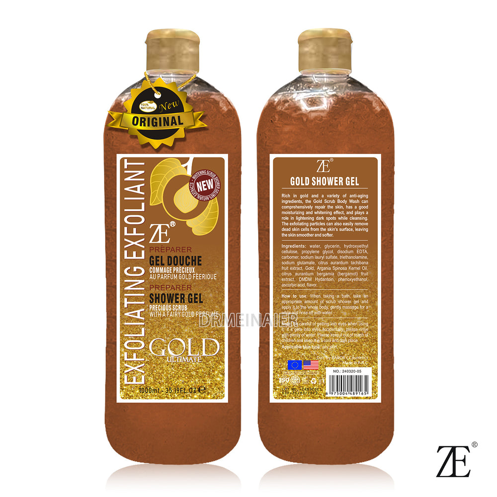 exfoliating body wash 1000ml - gold infused shower gel for all-over cleansing, silky smoothness, and hydration - wholesale for export