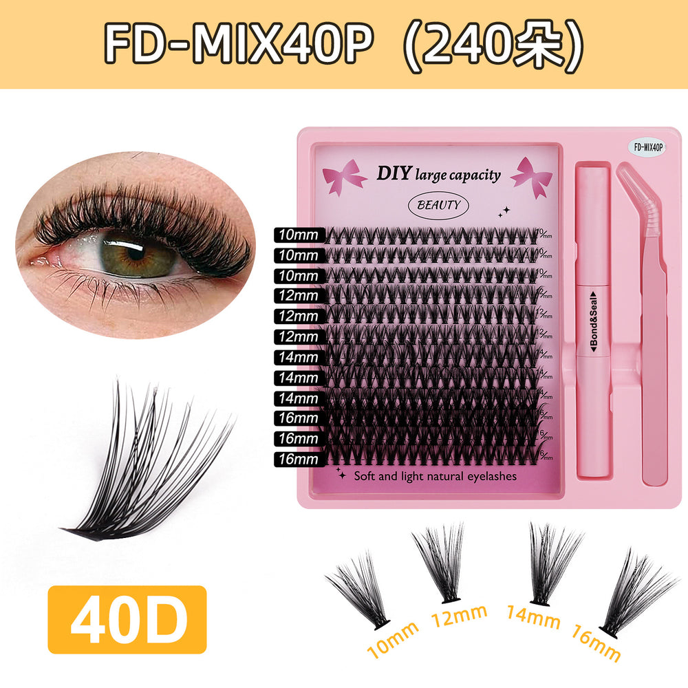 Carefully selected* cross-border eyelash book set 40p foreign trade segmented european and american thick extended false eyelashes lash cluster