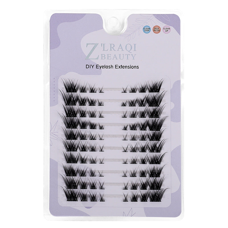 Qingdao natural false eyelashes, 10 rows segmented black band sunflower style, k-pop girl group stage makeup, glue-on false eyelashes