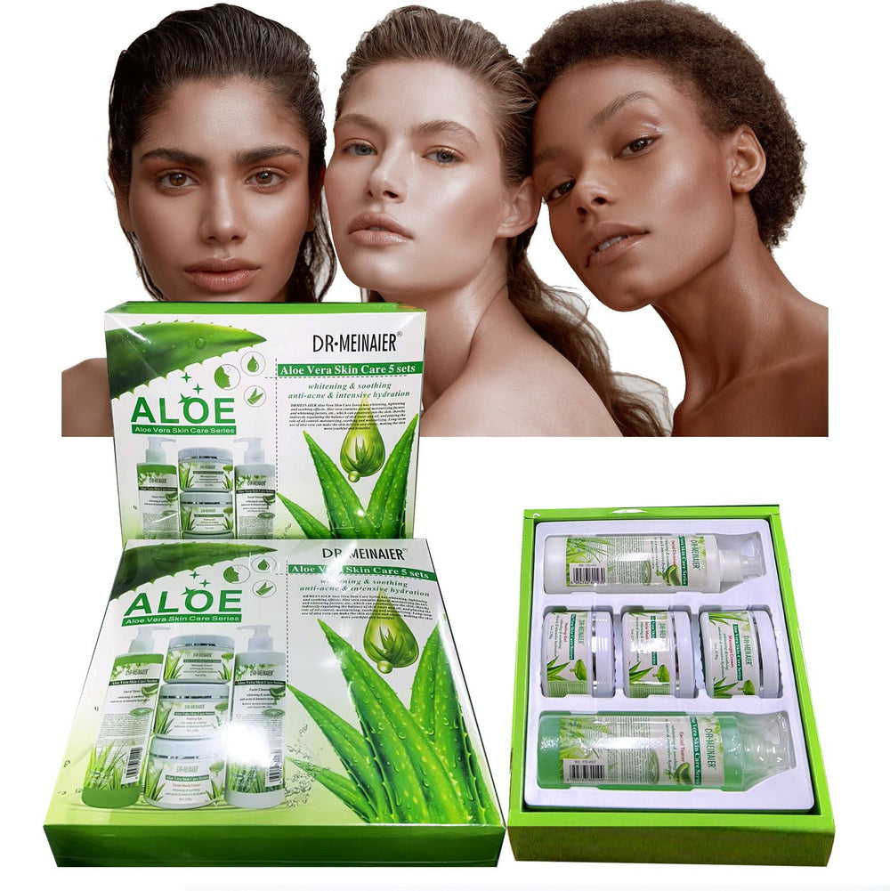 aloe vera skincare set: soothing & repairing cleanser, serum, massage cream - wholesale direct from beauty salon & spa factory