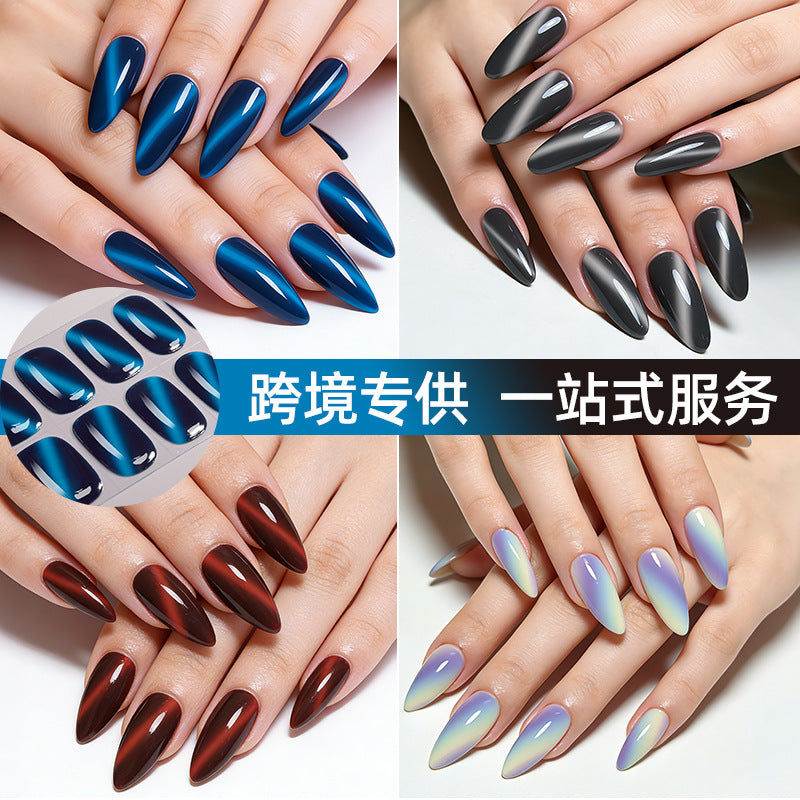 Zhengxiang european and american leopard print gel manicure stickers waterproof cross-border french semi-cured nail stickers uv gel nail