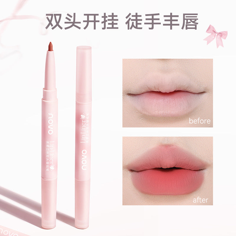 Novo soft matte 3d dual-ended lip liner - define your lips, achieve plump lips, long-lasting, rich pigment, velvet matte lip liner pen