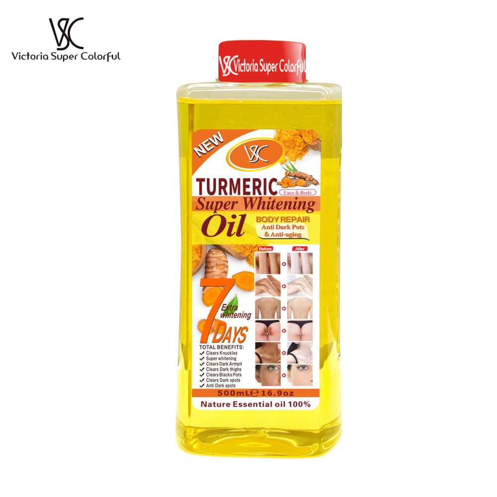 e-commerce hot-selling red-capped 7-day repair and brightening turmeric essential oil, full body massage vc massage oil, 500ml