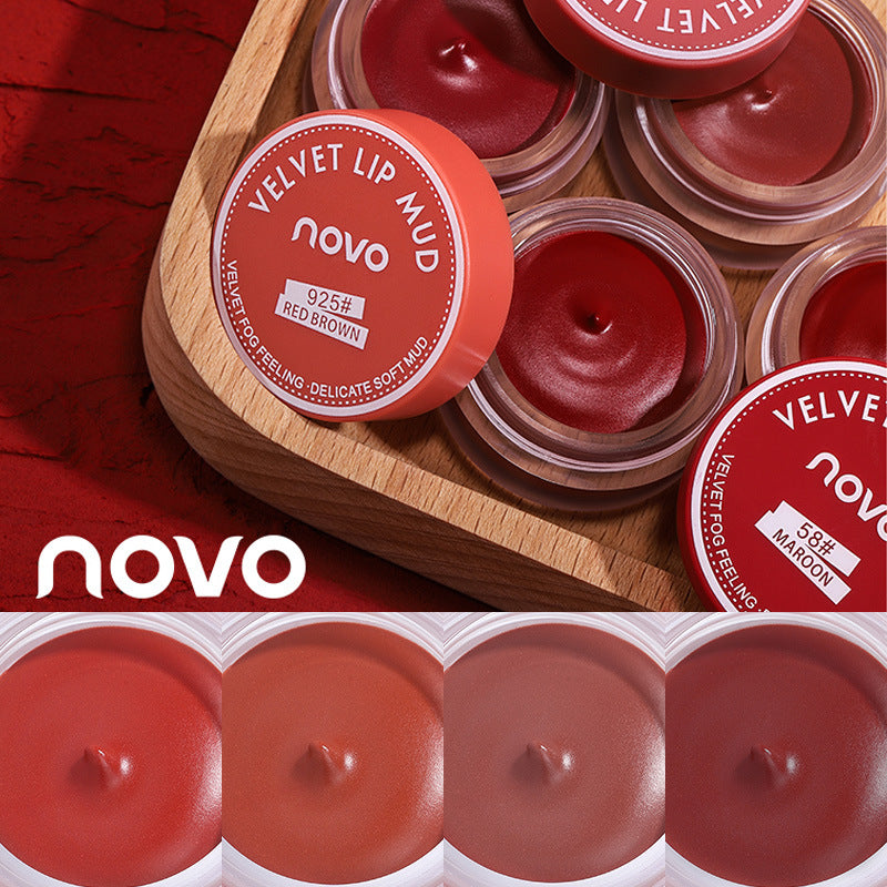 Novo jelly jar lip mud lip glaze - women's velvet matte, smudge-proof, non-stick, brightening lipstick for a natural look