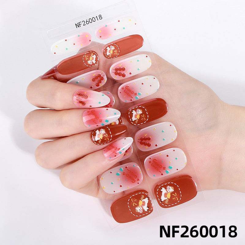 Zhengxiang fashion gel manicure stickers waterproof semi-cured gel nail stickers smudged ice uv gel nail