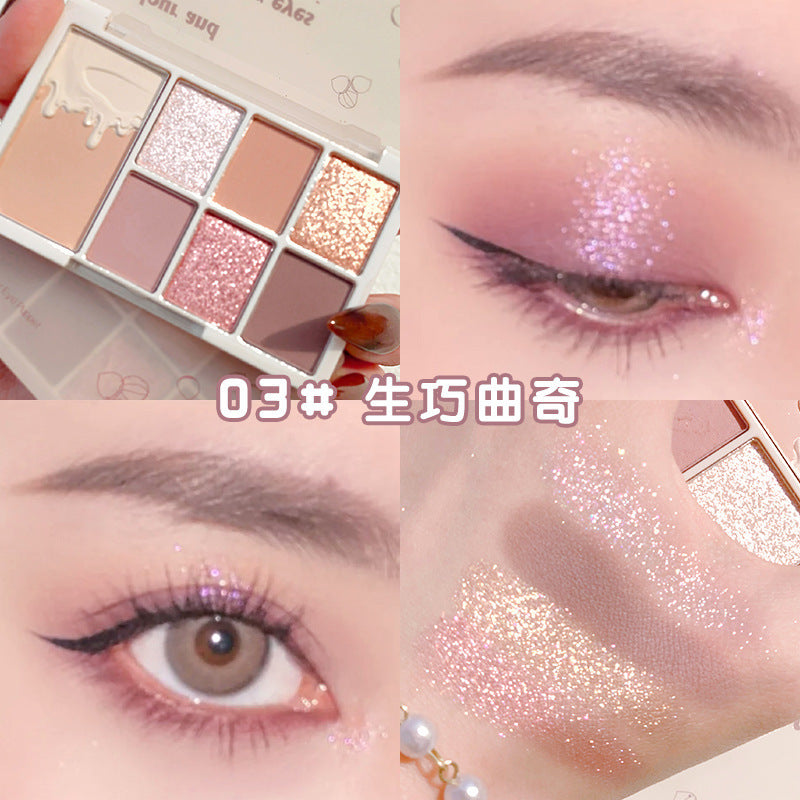Makeup xixi soft glow and radiant eyes seven-color eye shadow palette waterproof pearlescent fine shimmer daily light makeup earthy eye shadow